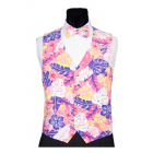 Pink Floral Hawaiian Tuxedo Vest and Tie Set